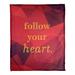 East Urban Home Faux Gemstone Follow Your Heart Quote Fleece Blanket Fleece/Microfiber/Metal in Red/Pink/Indigo | 30 W in | Wayfair