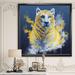 East Urban Home Tiger Spirit in Blue & Gold - Picture Frame Print on Canvas in Blue/Green | 16 H x 16 W x 1 D in | Wayfair