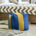 East Urban Home Square Striped Pouf Ottoman Polyester/Fade Resistant in Black/Blue/Gray | 18 H x 18 W x 18 D in | Wayfair