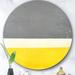 East Urban Home 'Gray & Yellow Blue Abstract V' - Print on Metal Circle in Gray/Yellow | 11 H x 11 W x 1 D in | Wayfair