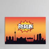 East Urban Home Comic Book Skyline Series: Berlin Graphic Art on Wrapped Canvas in Black/Red/Yellow | 8 H x 12 W x 0.75 D in | Wayfair