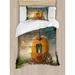 East Urban Home Abstract Fairytale Image w/ Pumpkin Light Scenery Princess Ella Image Duvet Cover Set Microfiber in Gray/Green/Orange | Twin | Wayfair