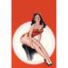 Buyenlarge Eyeful Magazine Brunette in A Red Bathing Suit - Graphic Art Print in White | 36 H x 24 W x 1.5 D in | Wayfair 0-587-28573-7C2436