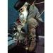 Buyenlarge Santa Crouches on the Roof w/ an Armful of Toys by Balfour Painting Print in Black/Blue | 42 H x 28 W in | Wayfair 0-587-02441-0C2842