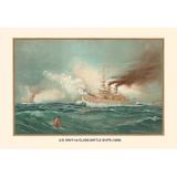 Buyenlarge First Class Battle Ships by Werner Painting Print in Blue/Gray | 28 H x 42 W x 1.5 D in | Wayfair 0-587-03455-6C2842