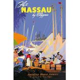 Buyenlarge 'Fly to Nassau by Clipper' by Mark Von Arenburg Vintage Advertisement in Indigo/Orange | 42 H x 28 W x 1.5 D in | Wayfair