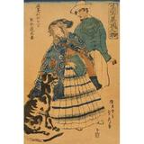 Buyenlarge 'American Lady Playing Accordion' by Sadahide Utagawa Painting Print in Blue | 30 H x 20 W x 1.5 D in | Wayfair 0-587-22920-9C2030