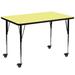 Flash Furniture Goddard Mobile 24"W x 48"L Rectangular HP Laminate Activity Table - Adjustable Legs Laminate/Metal in Yellow | Wayfair