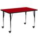 Flash Furniture Goddard Mobile 24"W x 48"L Rectangular HP Laminate Activity Table - Adjustable Legs Laminate/Metal in Red | Wayfair