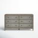 Birch Lane™ Chamberlain 6 Drawer Double Dresser Wood in Gray | 38 H x 68 W x 21 D in | Wayfair F6F78C94D87243F59B44792A79736541