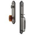 Grandeur Arc One-Piece Handleset w/ Single Cylinder Deadbolt and F Grip w/ Baguette Amber Knob in Gray | 19 H x 3 W x 3 D in | Wayfair 843411