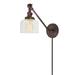 Gracie Oaks Martucci Double Swivel 1-Light Plug-In Swing Arm Lamp Glass/Metal in Brown | 21 H x 5 W x 21 D in | Wayfair