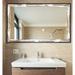 Hanshaw Modern & Contemporary Bathroom/Vanity Mirror in White/Brown Laurel Foundry Modern Farmhouse® | 35 H x 55.5 W x 0.75 D in | Wayfair