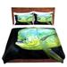 Highland Dunes Frodsham Marley Ungaro Deep Sea Life Mahi Mahi Fish Microfiber Duvet Covers Microfiber in Black/Blue/Green | Twin | Wayfair