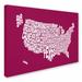 Trademark Fine Art "USA States Text Map" by Michael Tompsett Textual Art on Wrapped Canvas Canvas | 14 H x 19 W x 2 D in | Wayfair MT0231-C1419GG