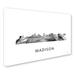 Trademark Fine Art "Madison Wisconsin Skyline WB-BW" by Marlene Watson Graphic Art on Wrapped Canvas in Black/White | 12 H x 19 W x 2 D in | Wayfair