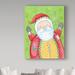 Trademark Fine Art 'Happy Santa' Acrylic Painting Print on Wrapped Canvas in Green/Red | 19 H x 14 W x 2 D in | Wayfair ALI33608-C1419GG