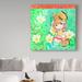 Trademark Fine Art Valarie Wade Hello Friend - Wrapped Canvas Acrylic Painting Print Canvas in Brown/Green/Yellow | 14 H x 14 W x 2 D in | Wayfair