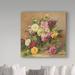 Trademark Fine Art 'Old Fashioned Victorian Roses' Oil Painting Print on Wrapped Canvas in Brown/Green/Pink | 14 H x 14 W x 2 D in | Wayfair