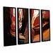 ArtWall 'Slot Canyon Light From Above 4' by Linda Parker 4 Piece Framed Photographic Print on Wrapped Canvas Set in Black/Brown | Wayfair