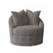 Barrel Chair - Three Posts™ Hosking 36.5 W Swivel Barrel Chair Fabric in Gray/Brown | 31 H x 37 W x 37 D in | Wayfair 2928-31023