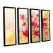 ArtWall Poppy Field by Karin Johannesson 4 Piece Framed Painting Print on Canvas Set Metal in Red/Yellow | 24 H x 32 W x 2 D in | Wayfair