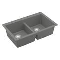 Karran Quartz 32" X 19-1/2" 50/50 Double Bowl Composite Undermount Kitchen Sink Quartz in Black/Gray/White | 9 H x 32 D in | Wayfair QU-810-GR