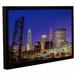 Latitude Run® 'Cleveland Skyline at Night' Framed Photographic Print on Canvas in Blue/Brown | 8 H x 12 W x 2 D in | Wayfair LATT4609 38024531