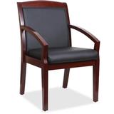 Lorell 22.25" W Leather Seat Waiting Room Chair w/ Wood Frame Wood/Leather in Brown | 35.9 H x 22.25 W x 24.4 D in | Wayfair 20020
