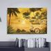 Bay Isle Home™ 'Tropical Getway' Framed Graphic Art Print on Metal in Yellow/Green Metal in Green/Yellow | 11 H x 17 W x 0.75 D in | Wayfair