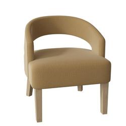 Barrel Chair - Poshbin Carly 27" Wide Barrel Chair Polyester/Velvet in Blue/Brown | 31 H x 27 W x 27 D in | Wayfair 1053-KeyDenim-Natural