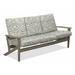 Winston Porter Chrisa Patio Sofa w/ Cushions Plastic/Metal in Gray/Blue/Brown | 38 H x 74.5 W x 31 D in | Wayfair 4593CBFECE5A4709B62BEFCA06F2F51E