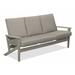 Winston Porter Chrisa Patio Sofa w/ Cushions Plastic/Metal in Gray/Blue | 38 H x 74.5 W x 31 D in | Wayfair 05273EF34A66406C9F356452B31E3F1D