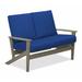 Winston Porter Chrisa Loveseat w/ Cushions Plastic/Metal in Blue/Brown | 38 H x 51.5 W x 31 D in | Outdoor Furniture | Wayfair