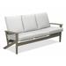 Winston Porter Chrisa Patio Sofa w/ Cushions Plastic/Metal in Gray/Blue/Brown | 38 H x 74.5 W x 31 D in | Wayfair A790366A4680449DA007AE47A51F95C4