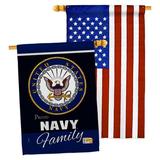 Breeze Decor 2 Piece US Armed Forces Proudly Family Impressions Decorative 2-Sided 40 x 28 in. House Flag Set in Blue | 40 H x 28 W in | Wayfair