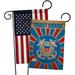 Breeze Decor Coast Guard - Impressions Decorative American Applique 2-Sided 19 x 13 in. Garden Flag in Blue/Brown | 18.5 H x 13 W in | Wayfair