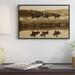 East Urban Home 'Cowboys Riding Horses w/ Dogs Running Beside Pond' Framed Photographic Print on Canvas in Brown | 12 H x 18 W x 1.5 D in | Wayfair
