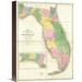 Global Gallery 'Map of Florida, 1839 by David H. Burr' by David H. Burr - Wrapped Canvas Graphic Art Print Canvas in Green/Pink | Wayfair