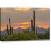 World Menagerie Sunset on Desert Landscape by Cathy - Gordon Illg - Photograph Print on Canvas in Blue/Green/Orange | 11 H x 16 W x 1.5 D in | Wayfair