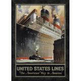 Global Gallery 'United States Lines/Leviathan”' by R. S. Pike Framed Vintage Advertisement Canvas in Gray | 24 H x 17.12 W x 1.5 D in | Wayfair