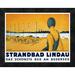 Global Gallery 'Strandbad Lindau' by Charles Metzger Framed Vintage Advertisement Paper in Blue | 14.13 H x 18 W x 1.5 D in | Wayfair