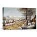 Global Gallery 'A Winter Landscape w/ Skaters & a Bird Trap' by Pieter Bruegel the Elder Painting Print on Wrapped Canvas in Black/Brown/Red | Wayfair