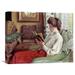 Global Gallery 'A Good Book' by Paul Fischer Painting Print on Wrapped Canvas in Brown/Green/Red | 12.53 H x 16 W x 1.5 D in | Wayfair
