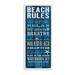Highland Dunes 'Beach Rules Relax Breathe Blue Planked Look' Graphic Art Print Wood in Blue/Brown | 17 H x 7 W x 0.5 D in | Wayfair