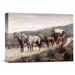 Global Gallery 'Halted Stagecoach' by Frederic Remington Painting Print on Wrapped Canvas in Brown/Gray/Green | 12.16 H x 16 W x 1.5 D in | Wayfair