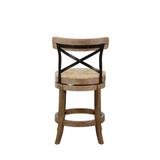 Red Barrel Studio® Tosha Swivel Bar & Counter Stool Wood/Wicker/Rattan in Gray/Black/Brown | 37.25 H x 19 W x 18.5 D in | Wayfair