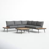 AllModern Phantom 4 Piece Sectional Seating Group w/ Cushions Wood/Metal in Brown | Outdoor Furniture | Wayfair 2217446226AB469B8ED7B29BA59E8DCD