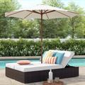 Sol 72 Outdoor™ Convene Outdoor Patio Double Chaise Lounge Chair & Umbrella Set in Espresso | 14 H x 55 W x 82.5 D in | Wayfair