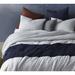 Ophelia & Co. Handcrafted Tundra Gray Knit w/ Navy Jacquard Oversized Comforter Set Polyester/Polyfill/Jersey Knit/T-Shirt Cotton in Blue | Wayfair